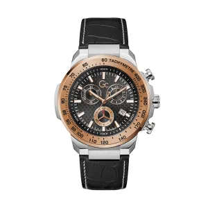 Gc Men's Watch Silver & Rose Gold Tone Case Quartz