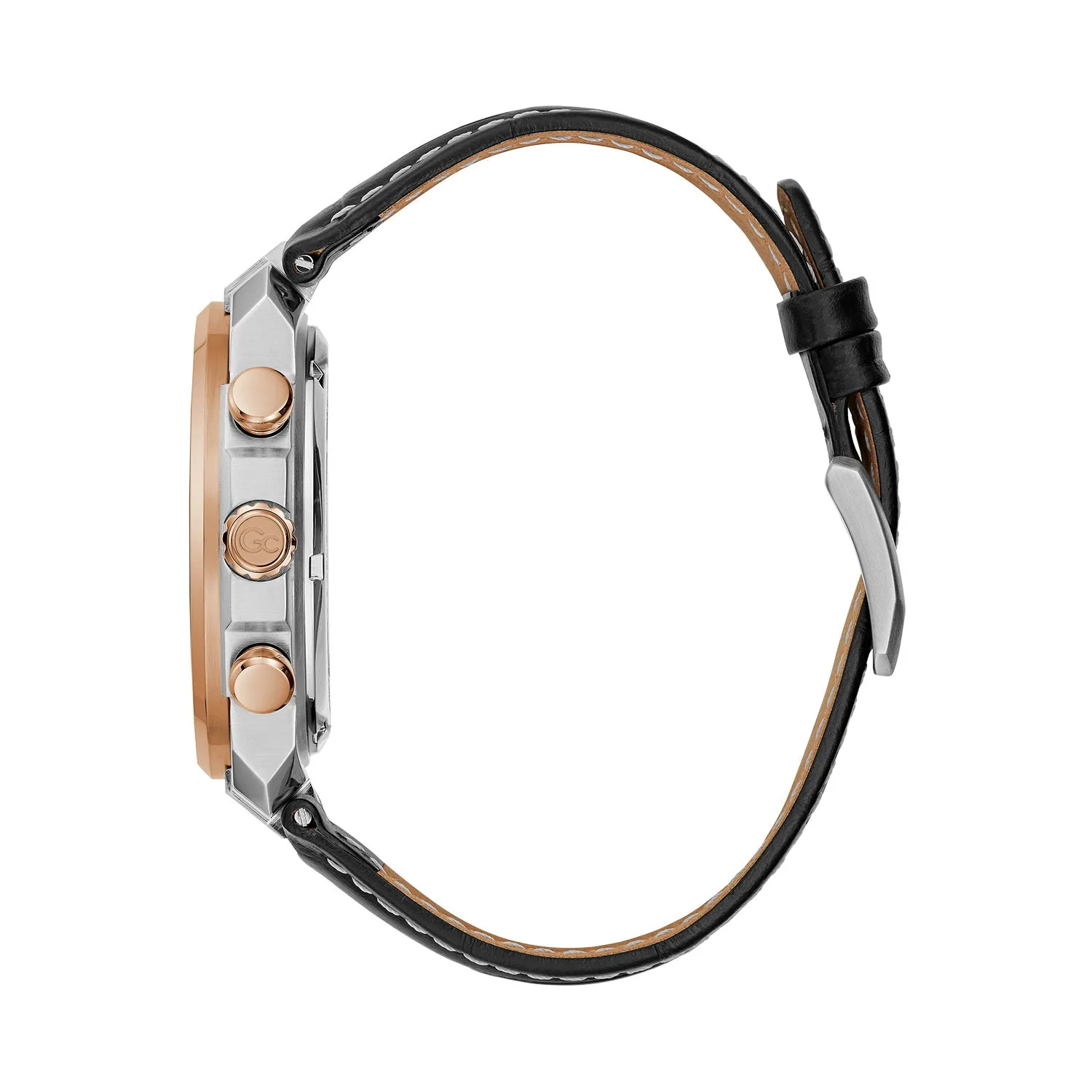 Gc Men's Watch Silver & Rose Gold Tone Case Quartz