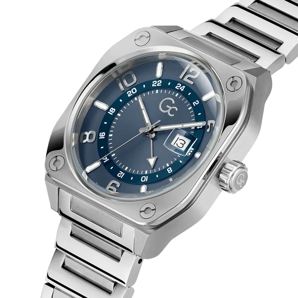 GC Mens Watch Silver Tone Case Quartz