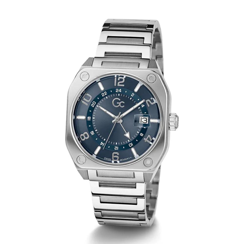 GC Mens Watch Silver Tone Case Quartz
