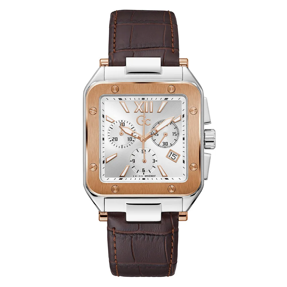 Gc Men's Watch Silver Tone Case Quartz
