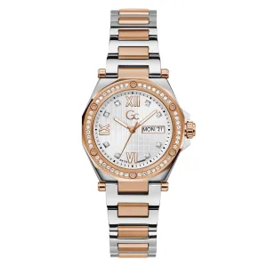 Gc Women's Watch Silver & Rose Gold Tone Case Quartz