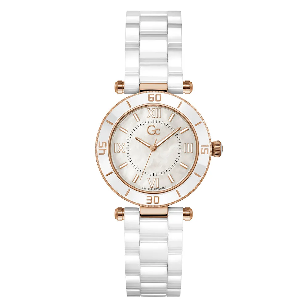 Gc Women's Watch White Tone Case Quartz