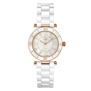 Gc Women's Watch White Tone Case Quartz