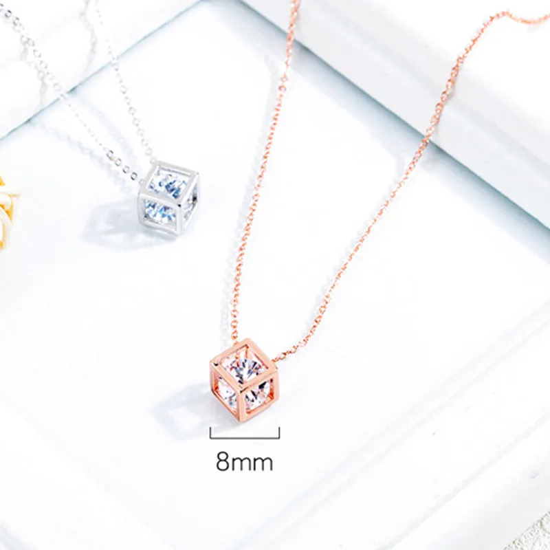 Geometric Copper Plated Jewelry Rose Gold Square Necklace