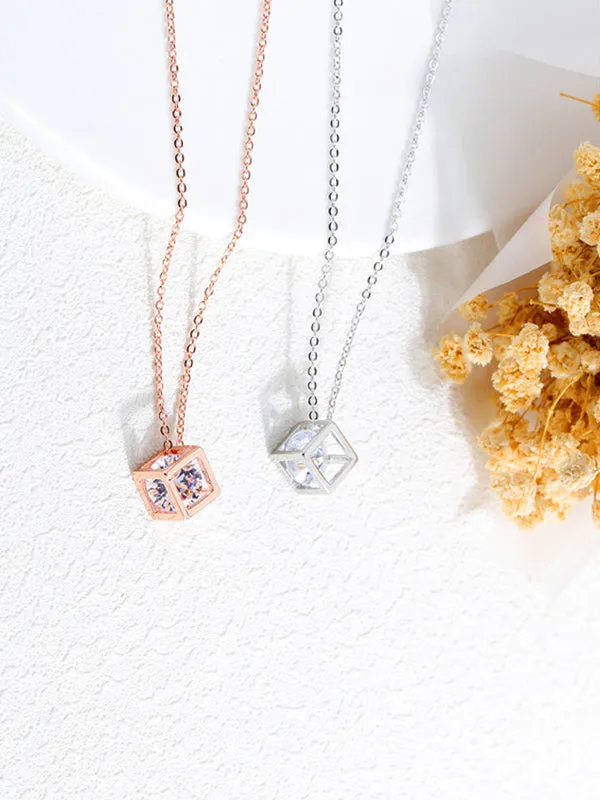 Geometric Copper Plated Jewelry Rose Gold Square Necklace
