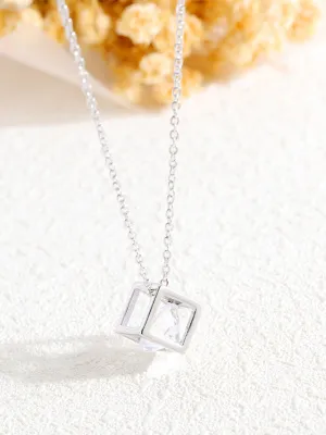 Geometric Copper Plated Jewelry Rose Gold Square Necklace