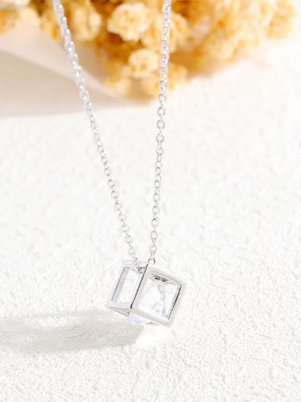 Geometric Copper Plated Jewelry Rose Gold Square Necklace