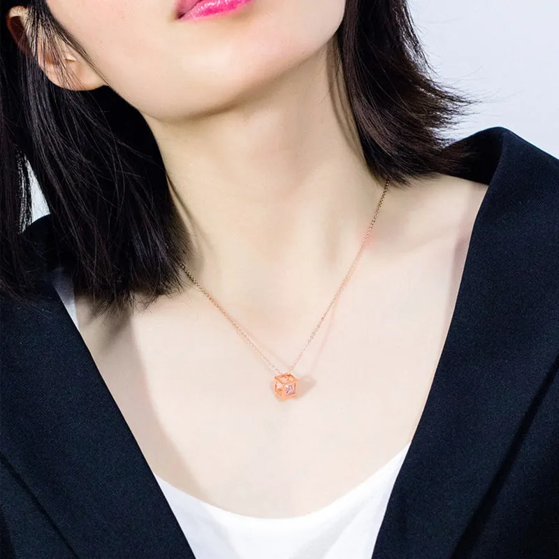 Geometric Copper Plated Jewelry Rose Gold Square Necklace