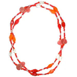 Glass Bead Necklace - Red