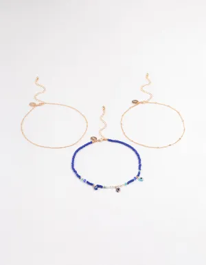 Gold Evil Eye Multi-Row Choker