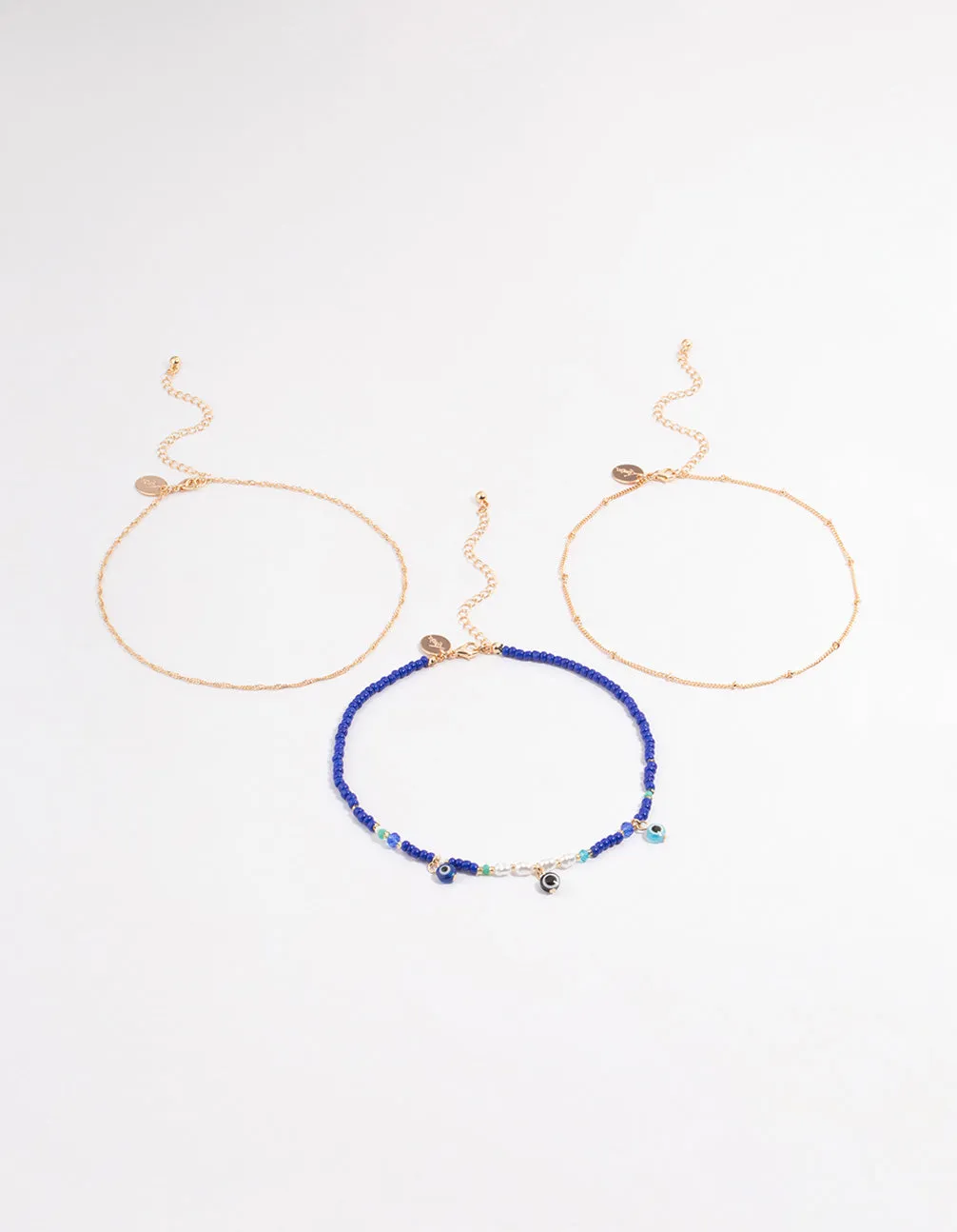 Gold Evil Eye Multi-Row Choker
