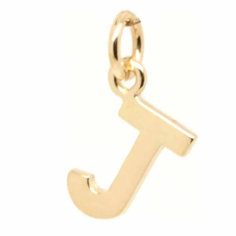 Gold Initial letter J Charm