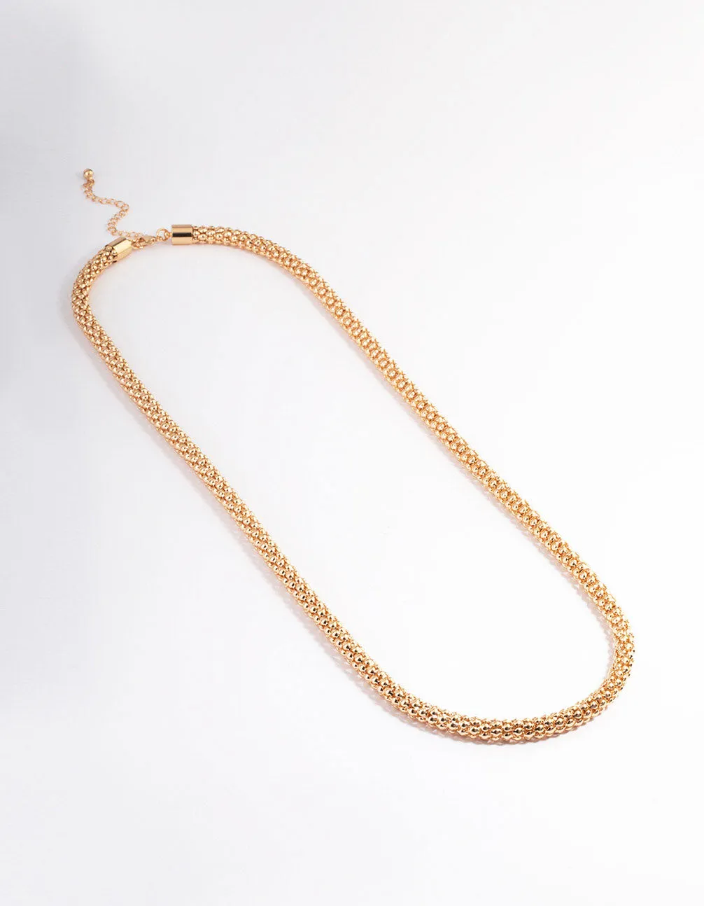 Gold Long Popcorn Chain Necklace