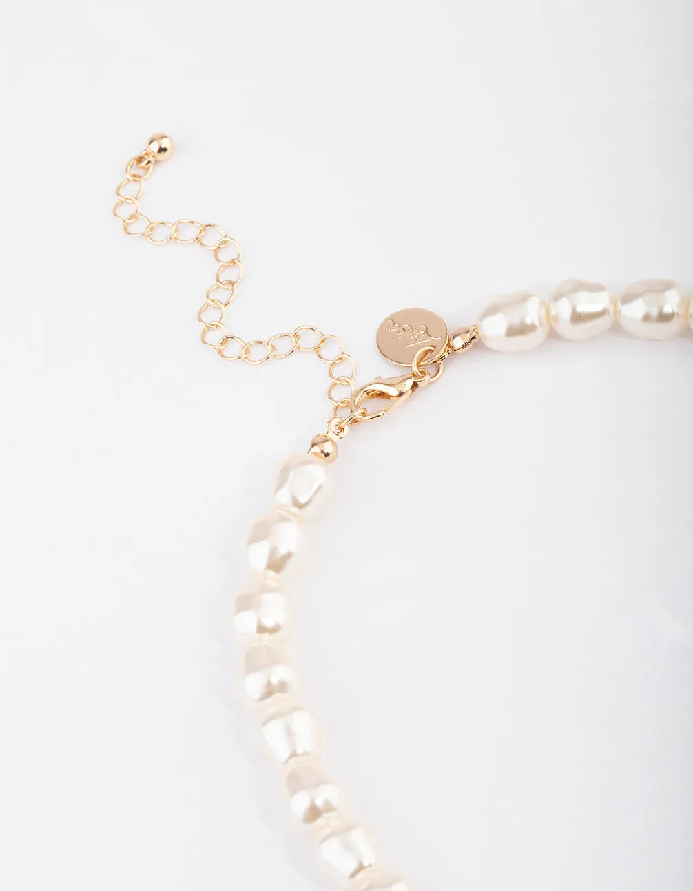 Gold Pearl & Disc Pendant Necklace