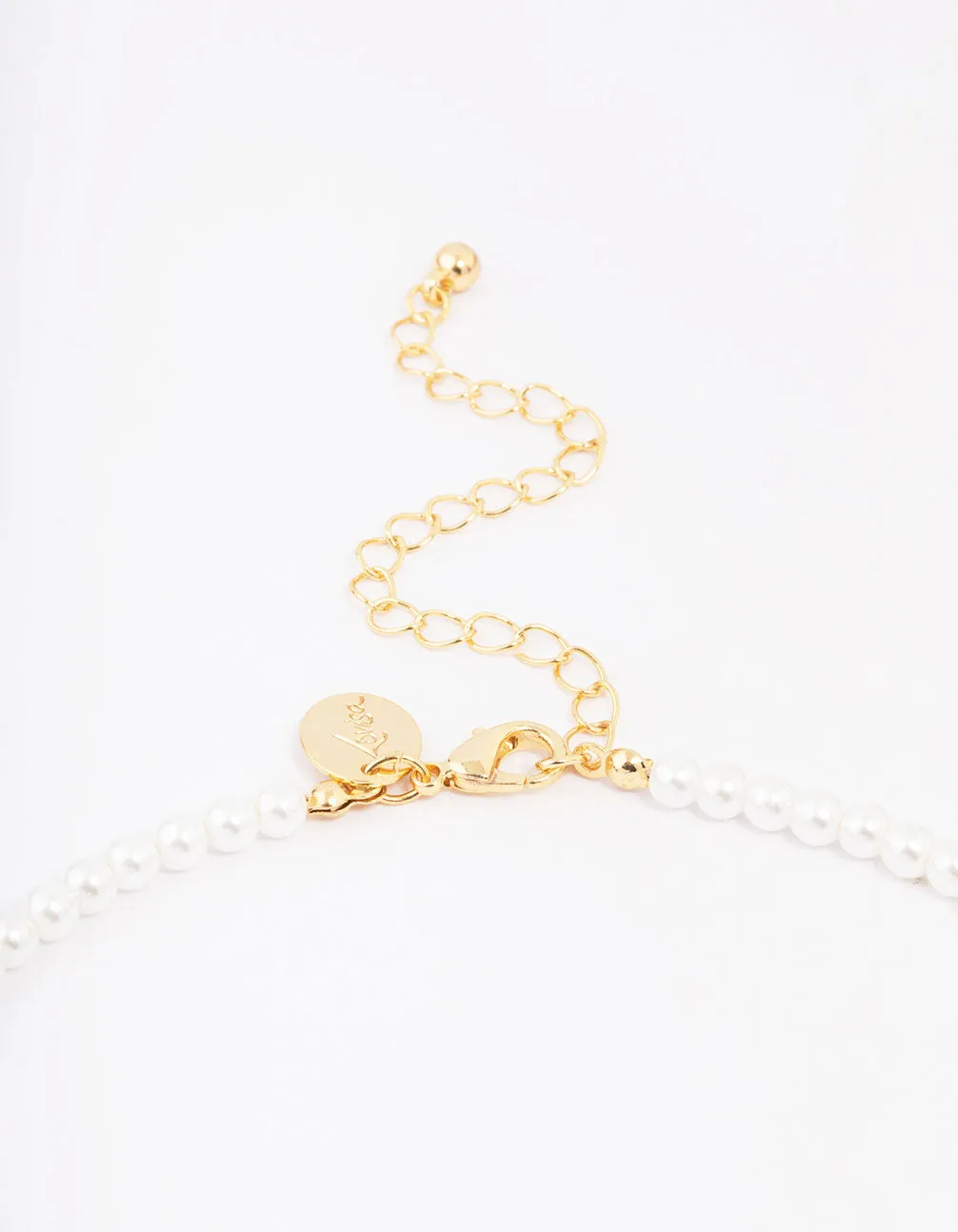 Gold Plated Letter K Initial & Pearl Pendant Necklace