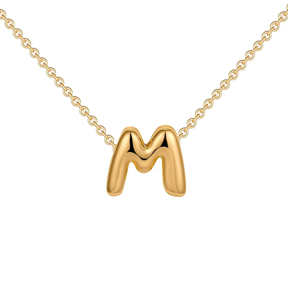 Gold Plated Mini Bubble Letter Necklace