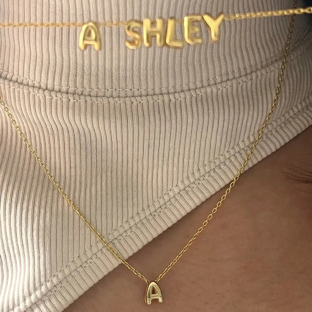 Gold Plated Mini Bubble Letter Necklace