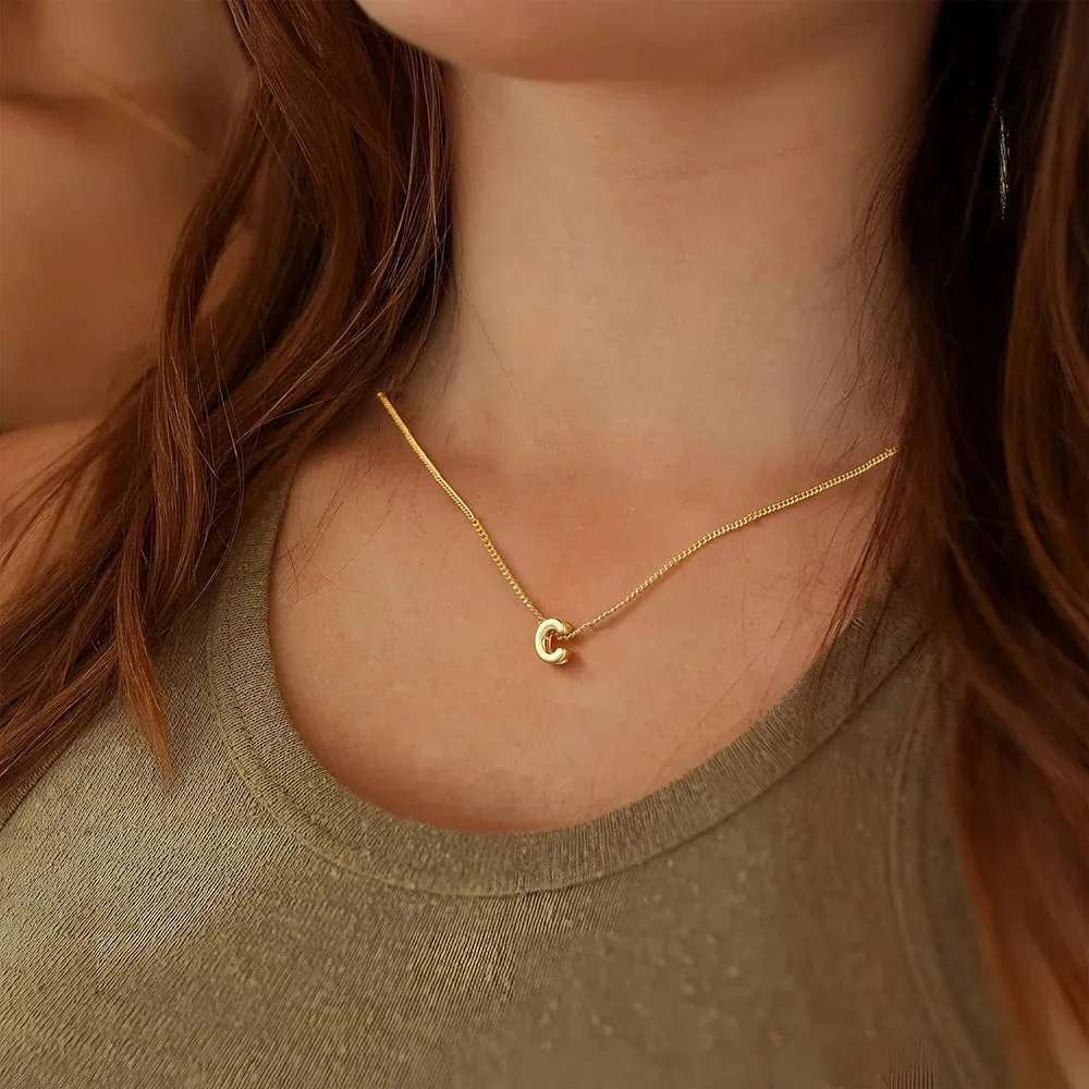 Gold Plated Mini Bubble Letter Necklace