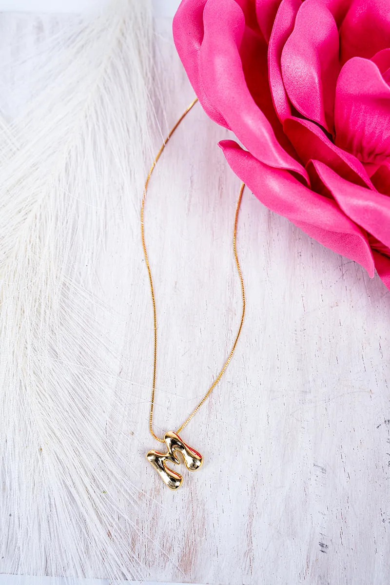 Goldtone Bubble Initial 'M' Necklace