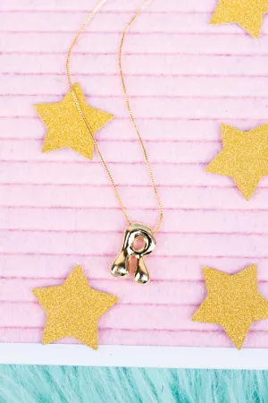 Goldtone Bubble Initial 'R" Necklace