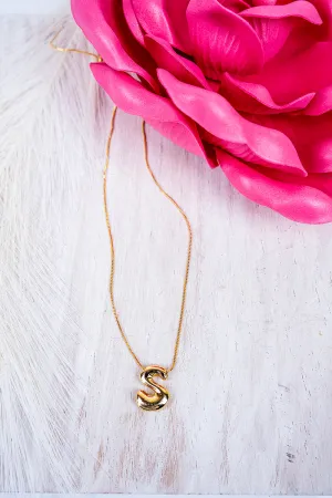 Goldtone Bubble Initial 'S' Necklace