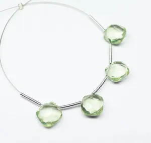 Green Amethyst Quartz Faceted Cushion Beads 8mm 10pc
