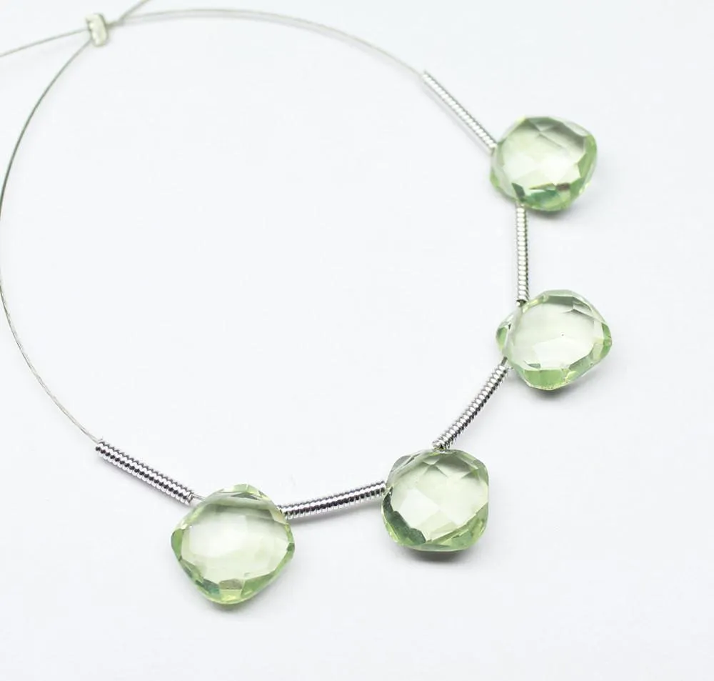 Green Amethyst Quartz Faceted Cushion Beads 8mm 10pc