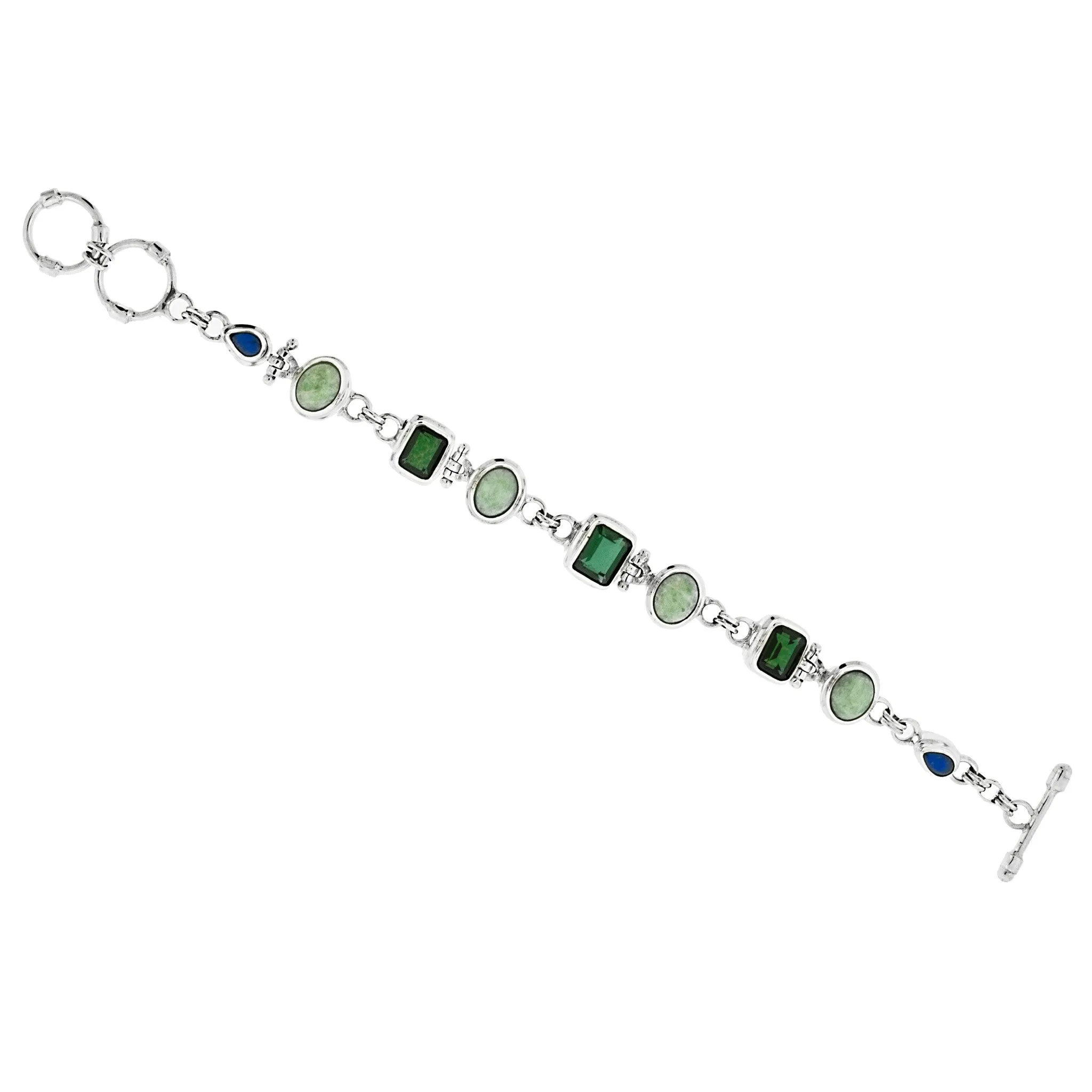 Green Peace Multi Gem & Sterling Silver Bracelet