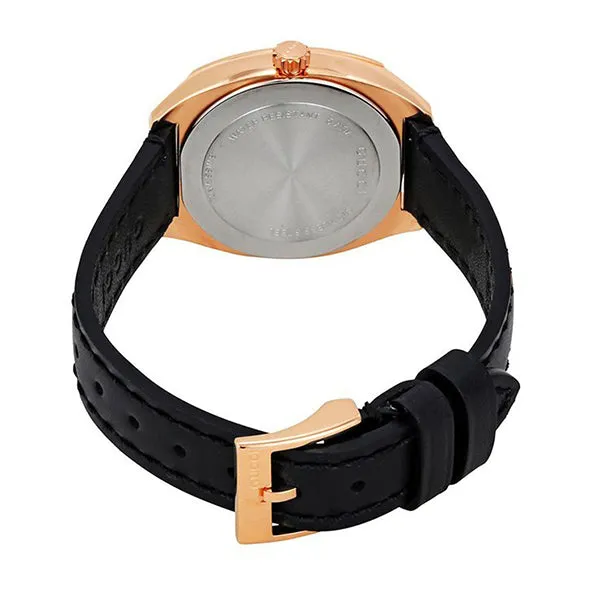 Gucci GG2570 Black Leather Black Dial Quartz Watch for Ladies- GUCCI YA142509