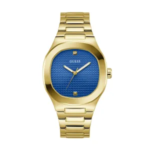 Guess Men's Watch Blue Dial Gold Tone Case Quartz