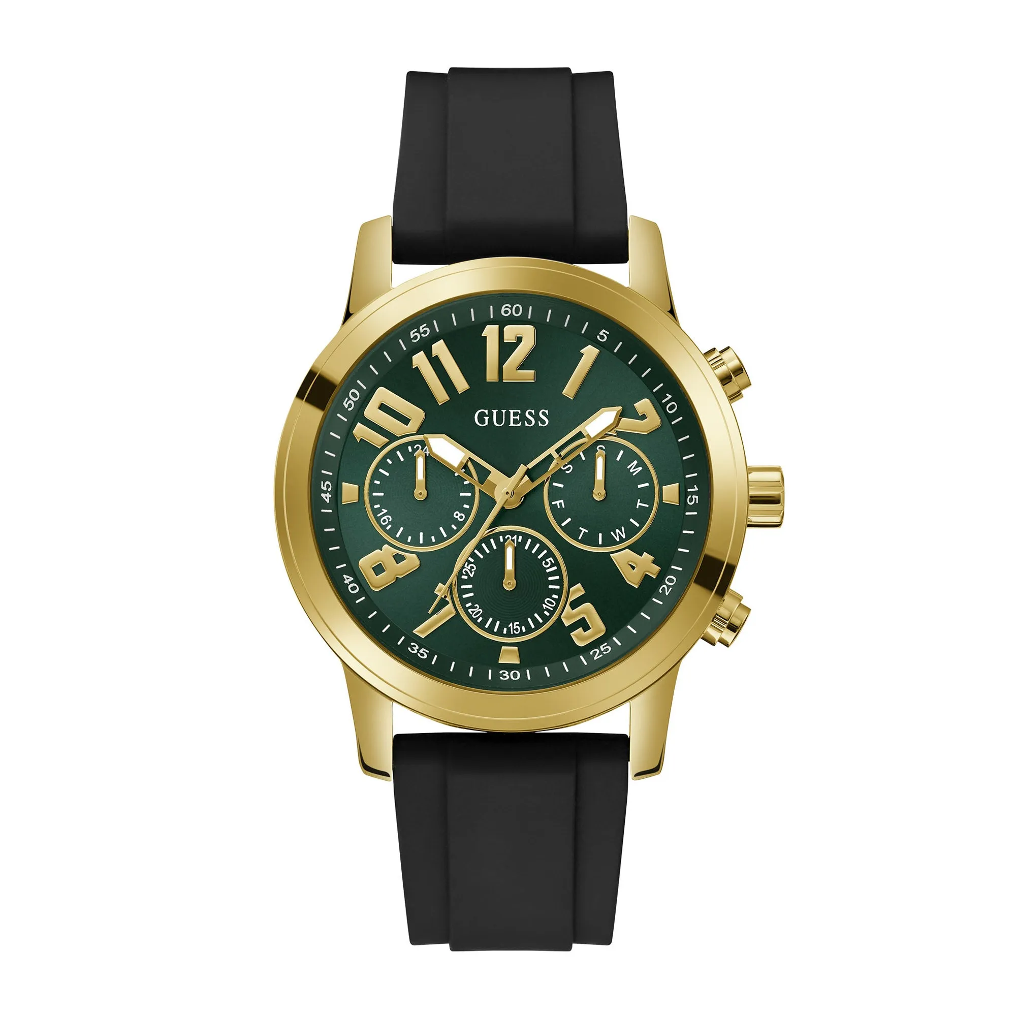 Guess Men's Watch Green Dial Gold Tone Case Quartz