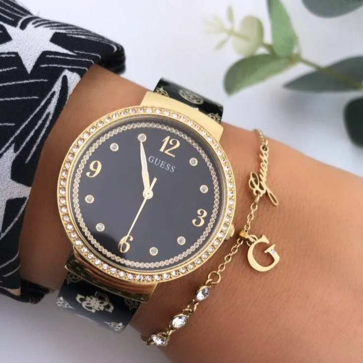 Guess Motif Gold & Black Watch