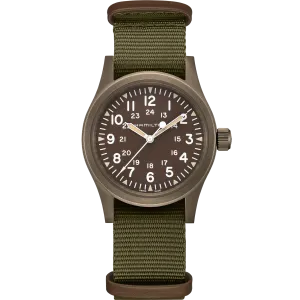 Hamilton Khaki Field Mechanical Earth coloured PVD on Green Canvas Strap