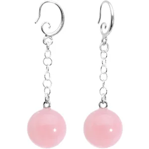 Handcrafted Pink Quartz Jawbreaker Dangle Fishhook Earrings