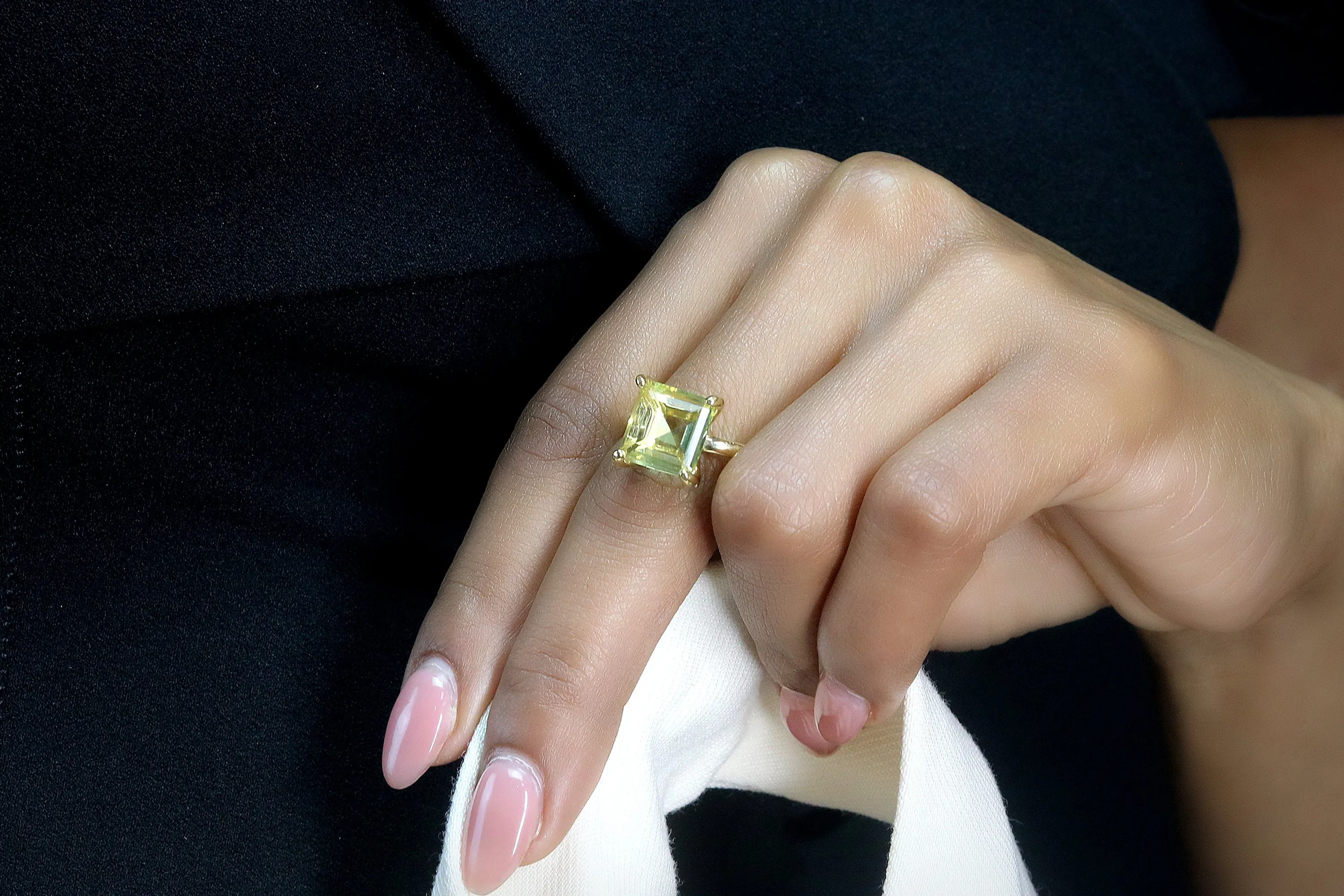 Handmade Lemon Quartz Ring in 925 Sterling Silver