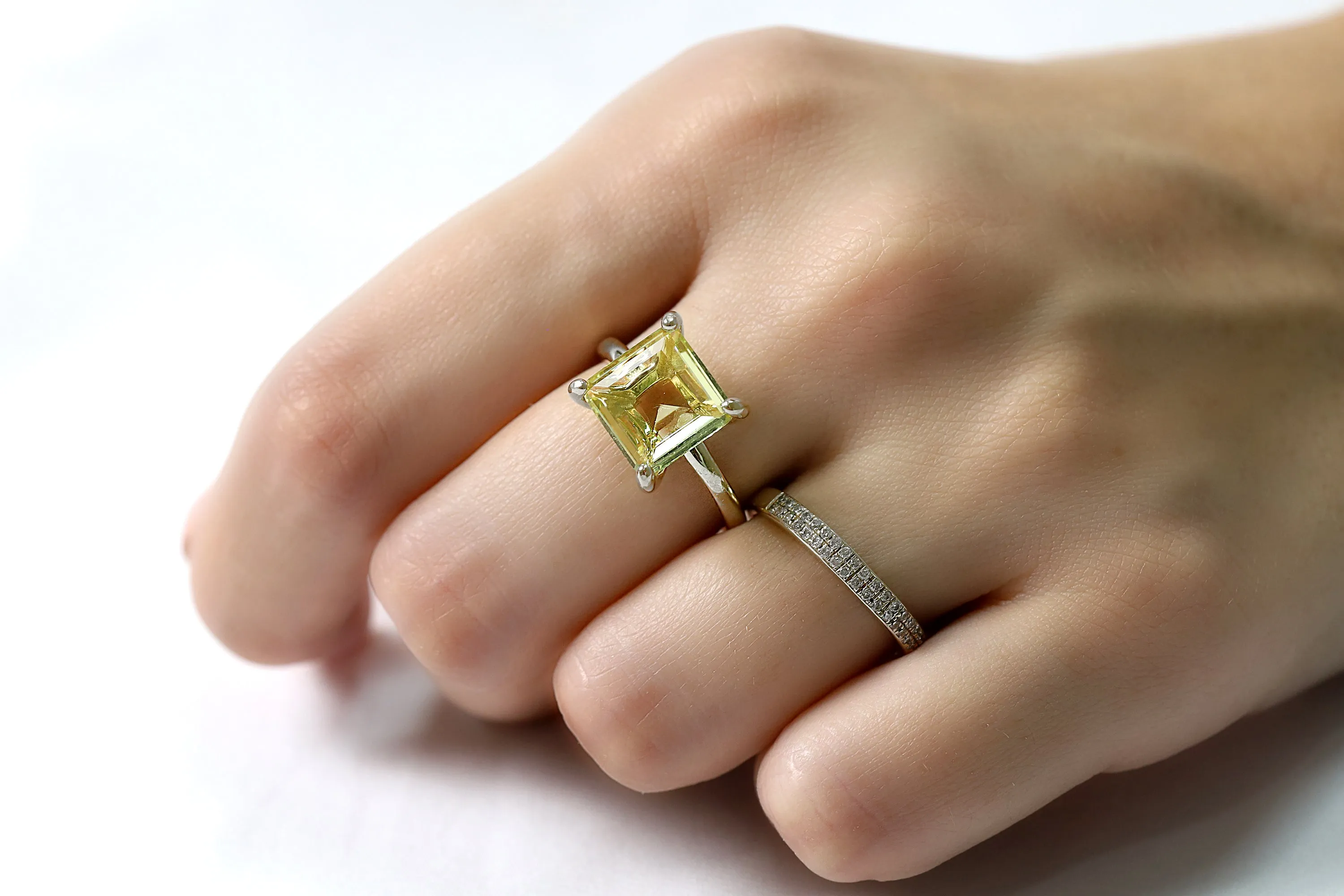 Handmade Lemon Quartz Ring in 925 Sterling Silver