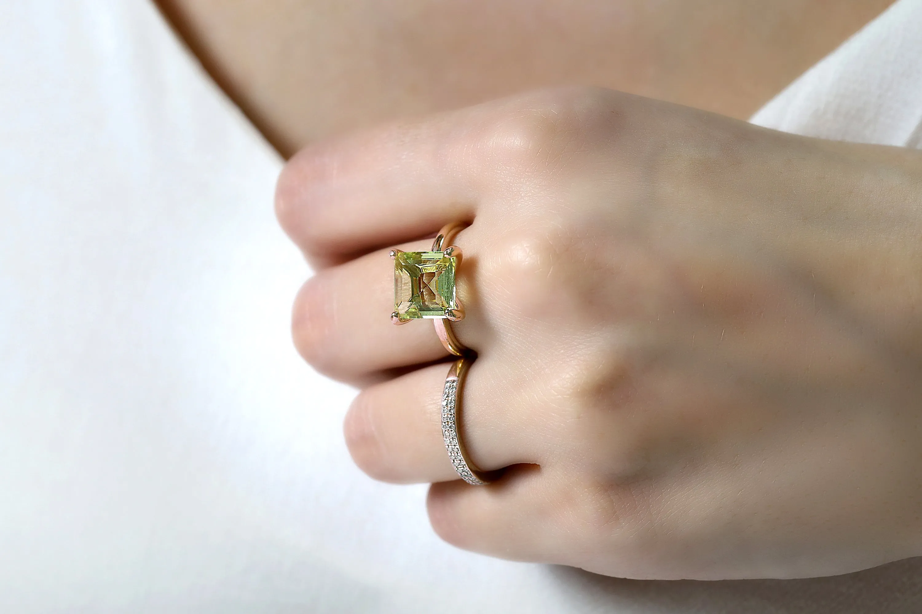 Handmade Lemon Quartz Ring in 925 Sterling Silver