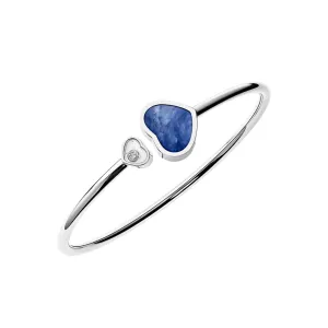 Happy Hearts Ethical White Gold Diamond Blue Mother of Pearl Bangle Bracelet
