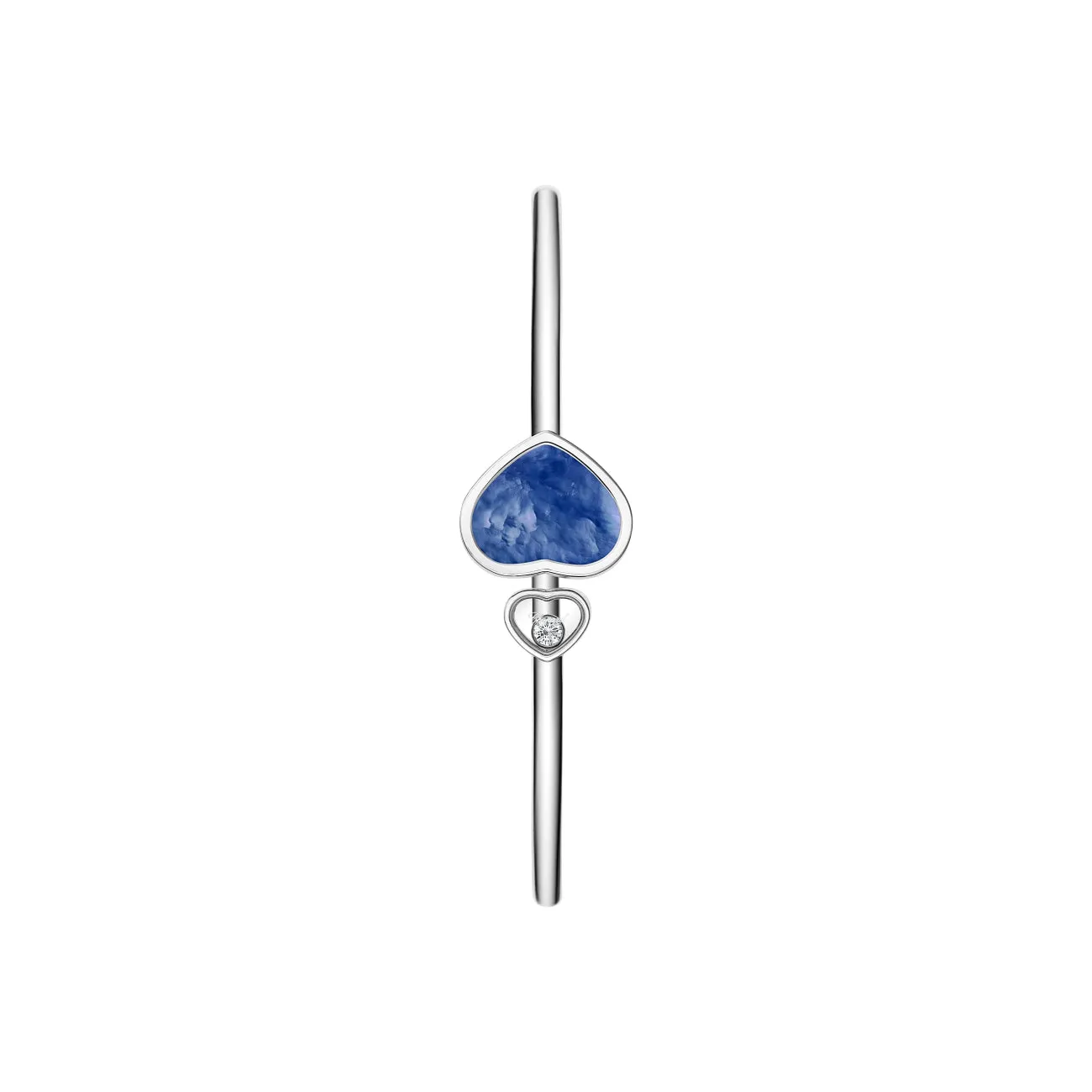 Happy Hearts Ethical White Gold Diamond Blue Mother of Pearl Bangle Bracelet