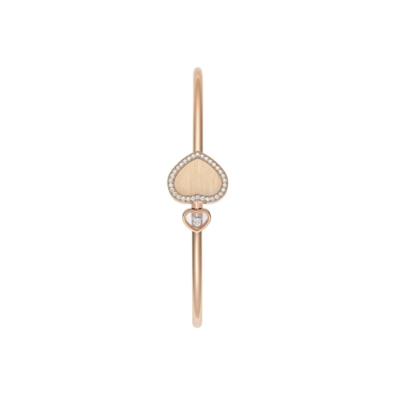 Happy Hearts Golden Ethical Rose Gold Diamonds Bangle Bracelet Size M