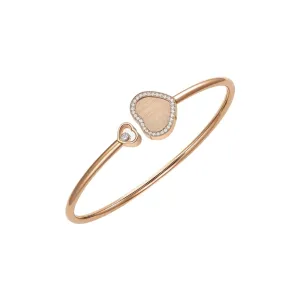Happy Hearts Golden Ethical Rose Gold Diamonds Bangle Bracelet Size M