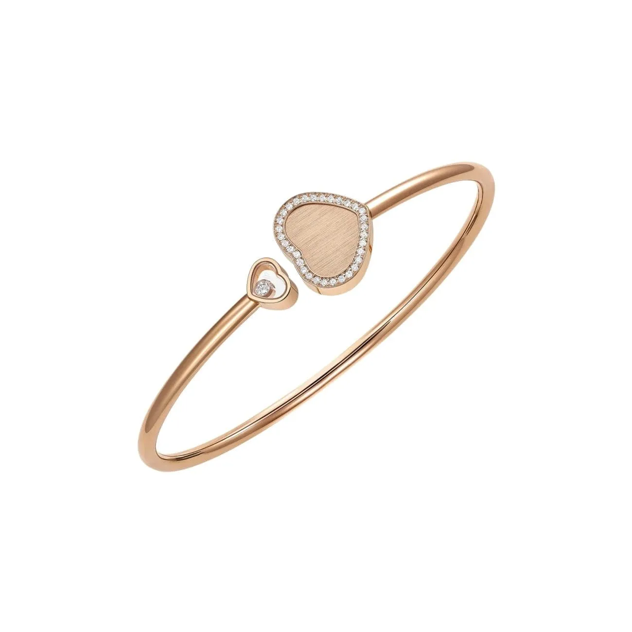 Happy Hearts Golden Ethical Rose Gold Diamonds Bangle Bracelet Size M