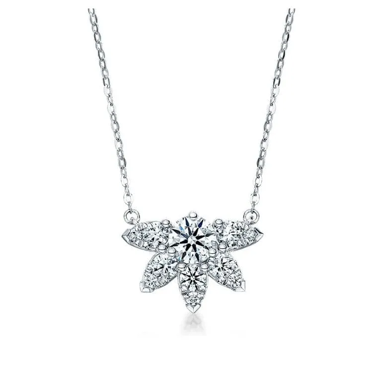 Hearts On Fire 18k White Gold Aerial Sunburst Pendant Diamond Necklace