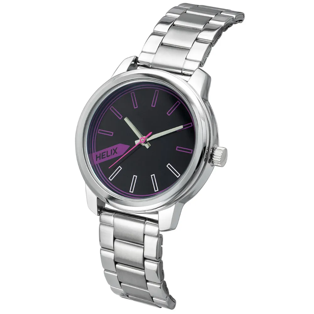 Helix By Timex Black Round Analog Brass Watch Women -TW048HL03