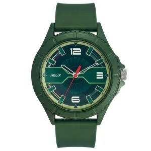 Helix By Timex Green  Round Analog Silicone Watch Men -TW033HG18