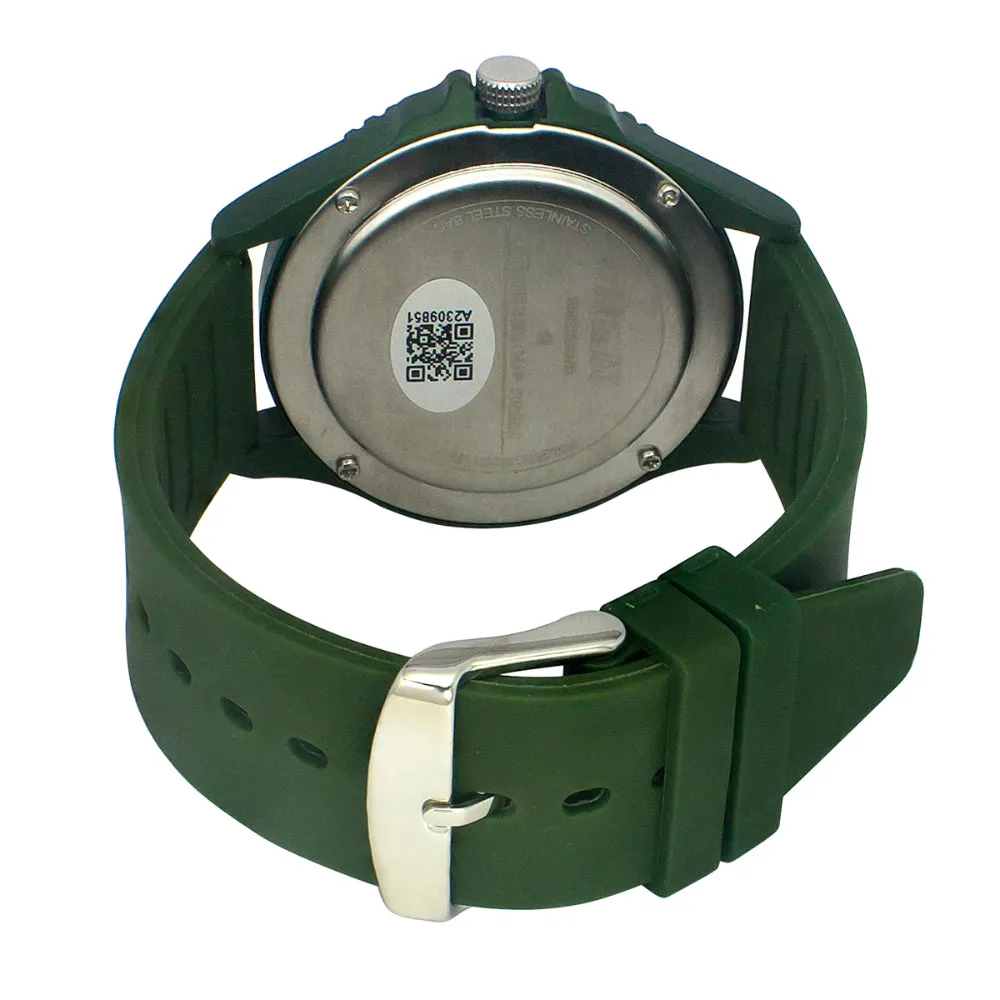 Helix By Timex Green  Round Analog Silicone Watch Men -TW033HG18