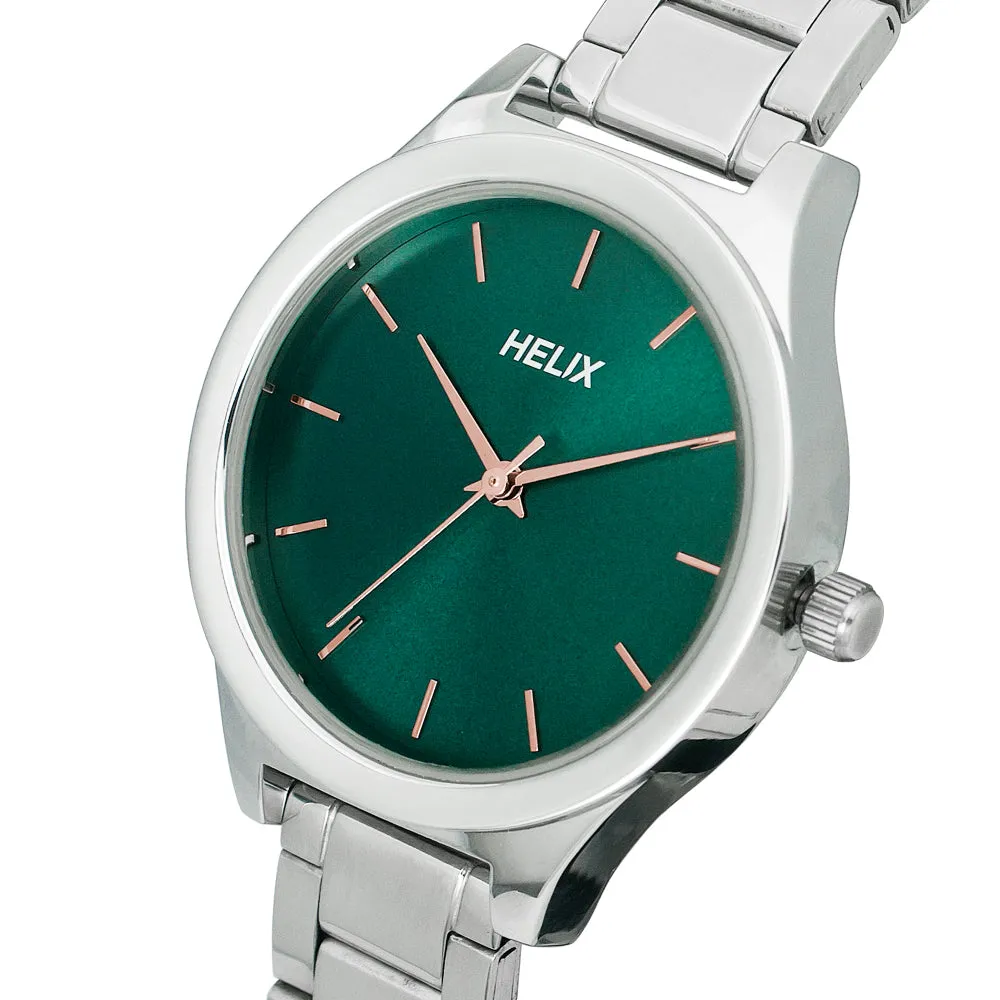 Helix By Timex Green Round Analog Stainless Steel Watch Women -TW049HL07