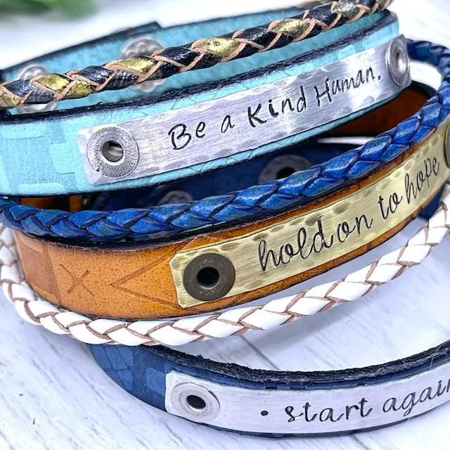 HOLD ON TO HOPE | 4 Colors | Southwest Leather Skinny Bracelet | 4 colors | Adjustable