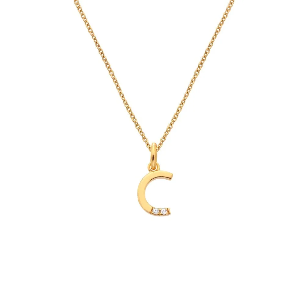 Hot Diamonds X JJ Letter C Pendant - Yellow Gold Plated Necklace